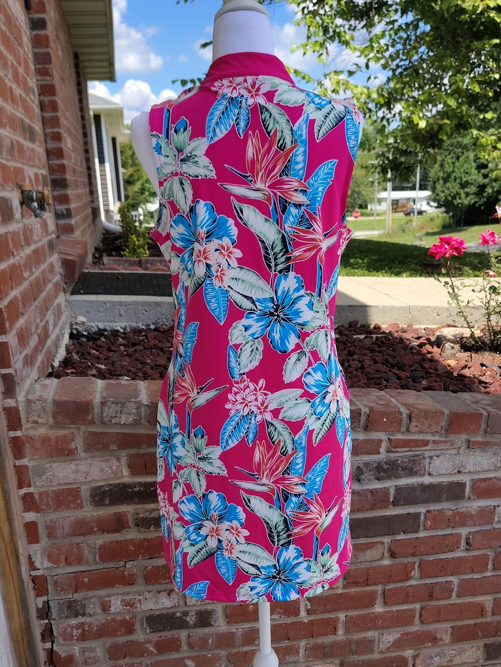 Tommy Bahama Golf Floral Sleeveless Liquid Knit Mini Dress Size M Pockets Sporty - Picture 5 of 12